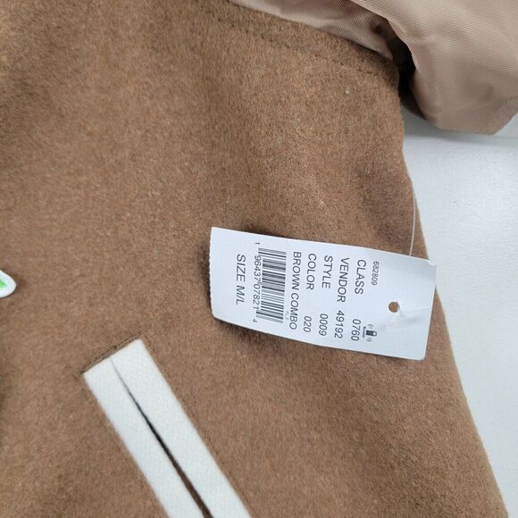 PacSun Brown Patchwork Letterman Varsity Bomber Jacket Oversized M/L Unisex NWT - Picture 4 of 12